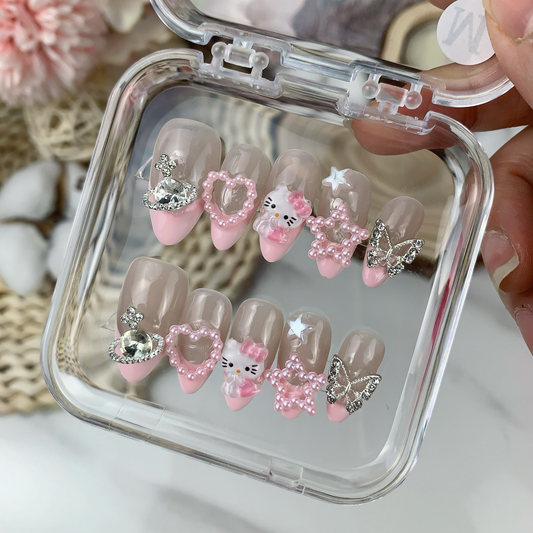 Almond pink hello kitty