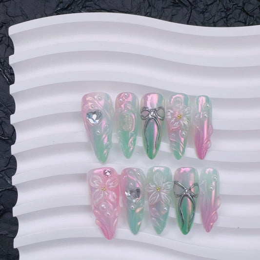 Pink blue aurora crystal flower