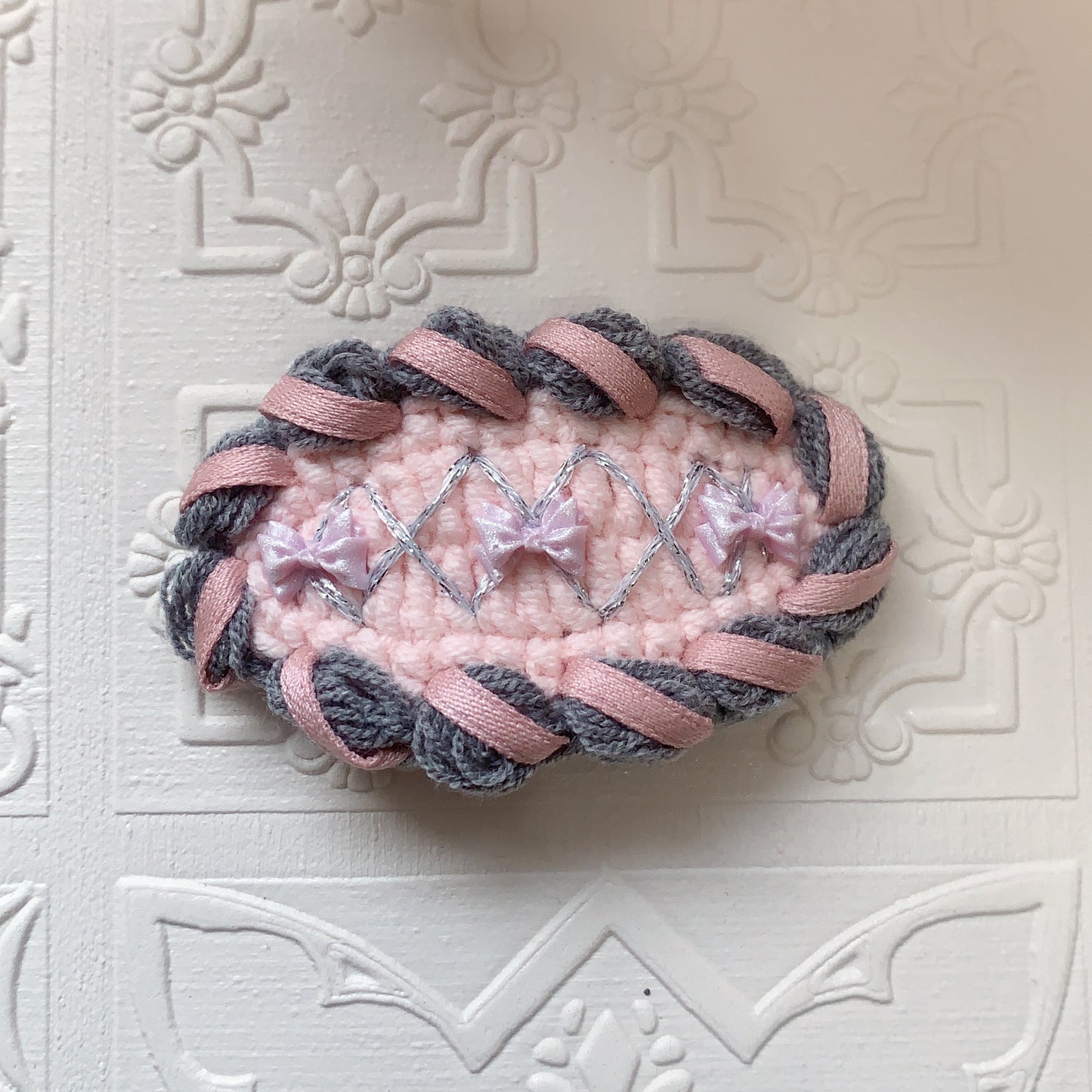 Pink Silk ribbon Lolita Style Hair clip