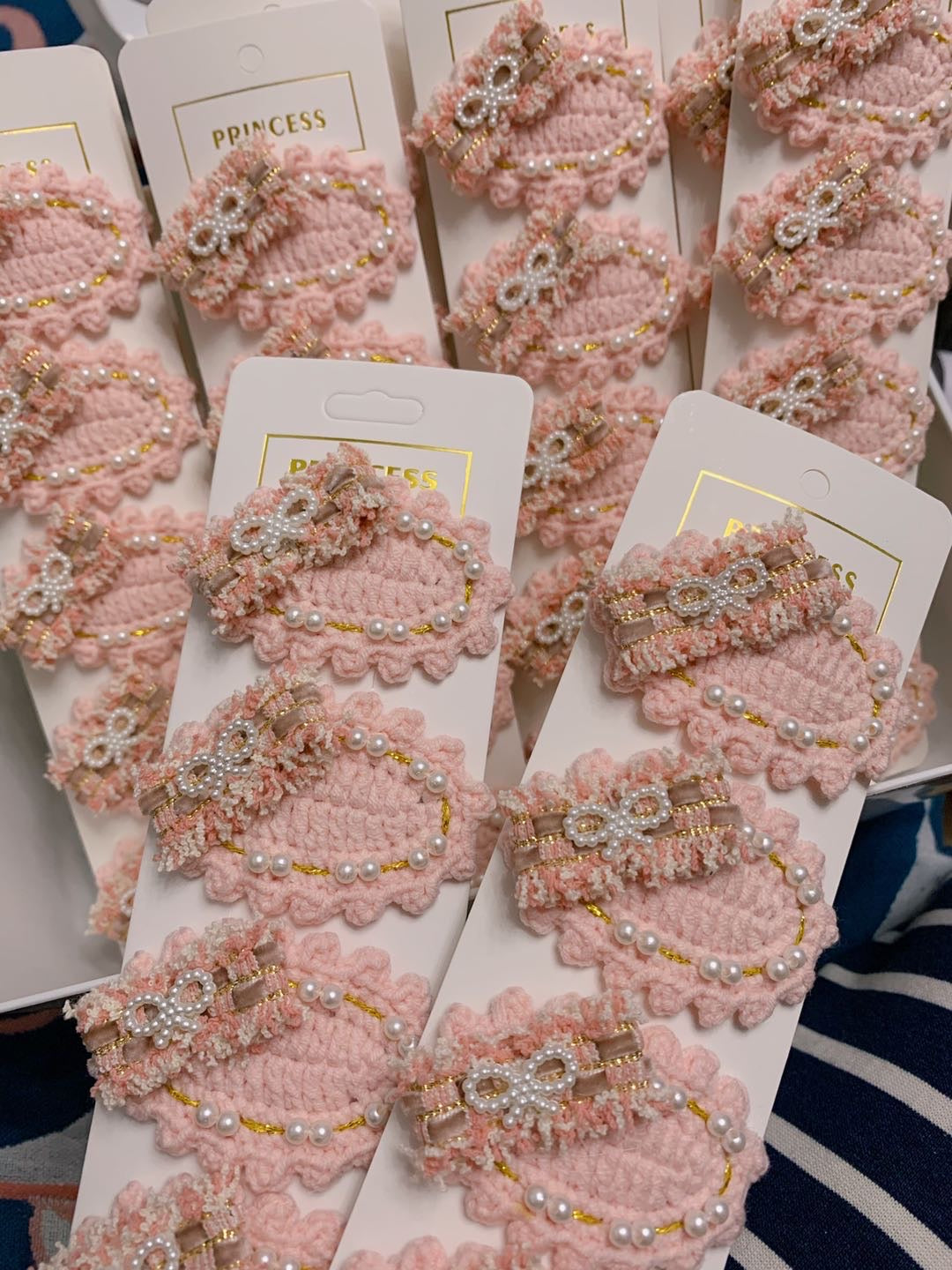 Pink pearl Bowknot hair clip