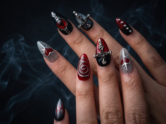 Elegant Halloween Press-On Nails: Dark Romance for the Spooky Season
