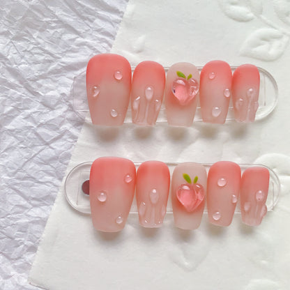 dt01 Short Coffin Peach Blusher  Nail