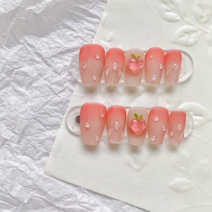 dt01 Short Coffin Peach Blusher  Nail