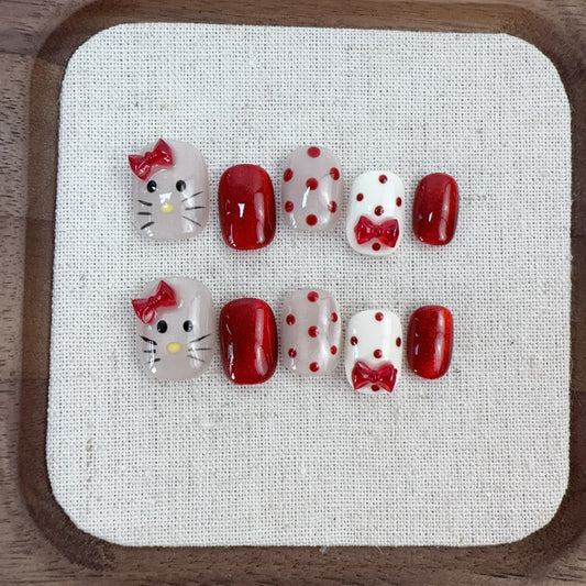 Cute Red hello kitty nail