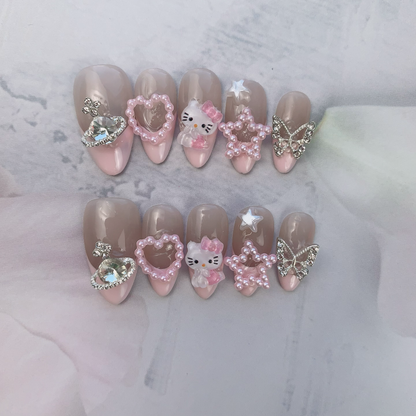 Almond pink hello kitty