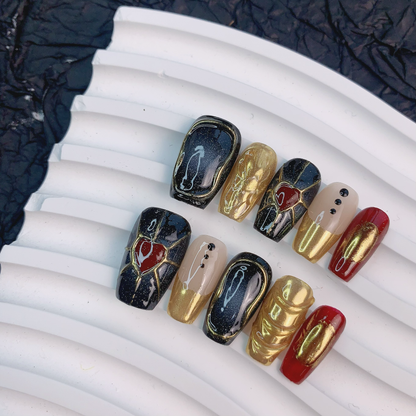 Short coffin Gold heart