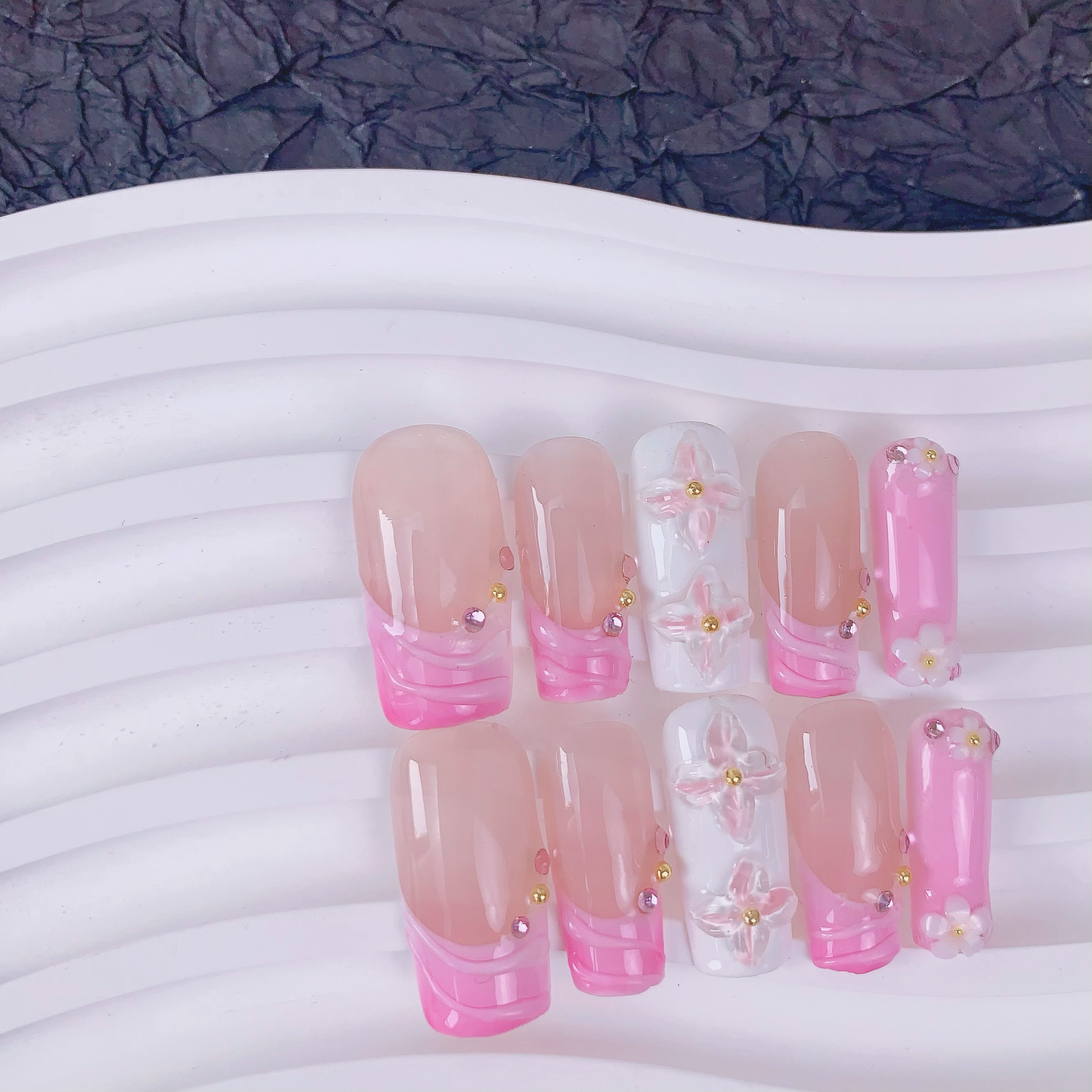 Pink French tip Flower