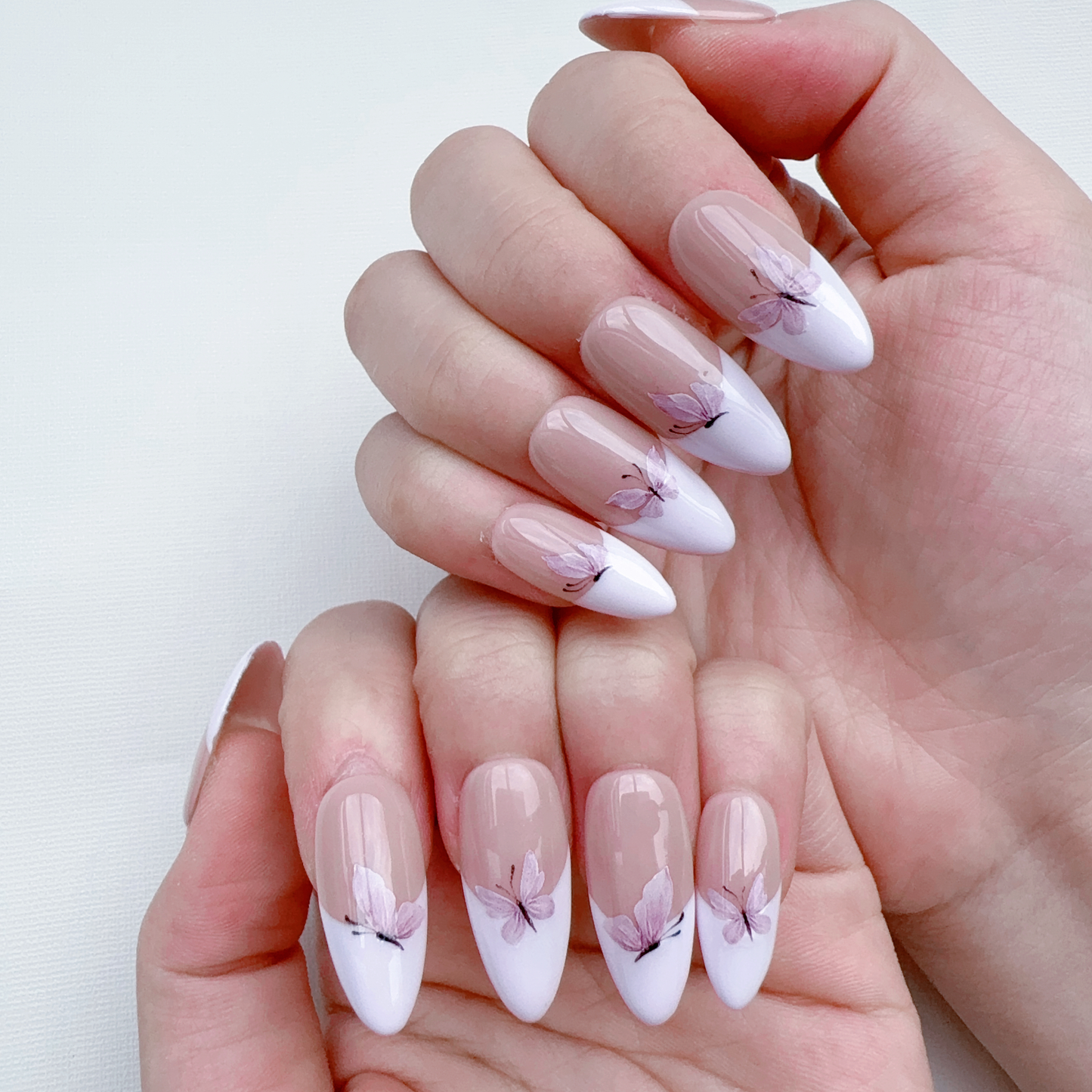 Light purple French butterfly nail