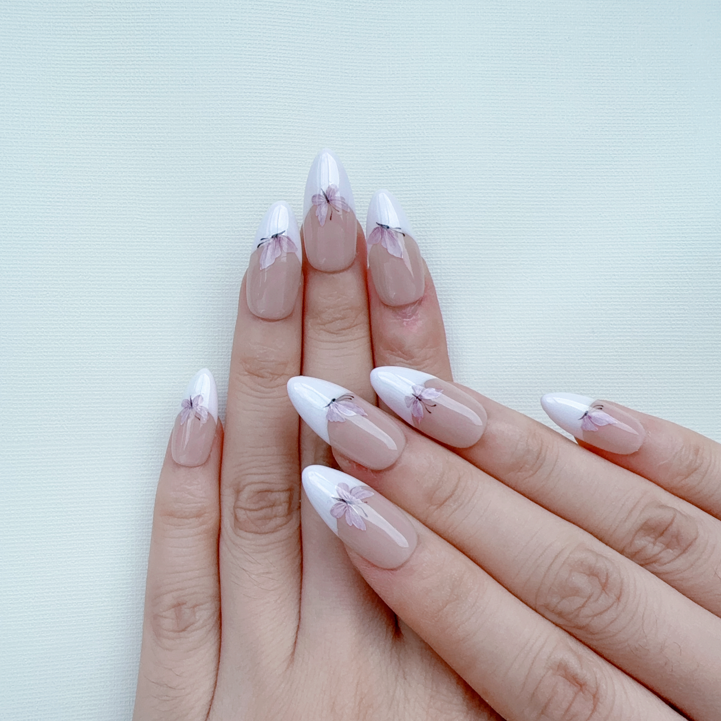 Light purple French butterfly nail