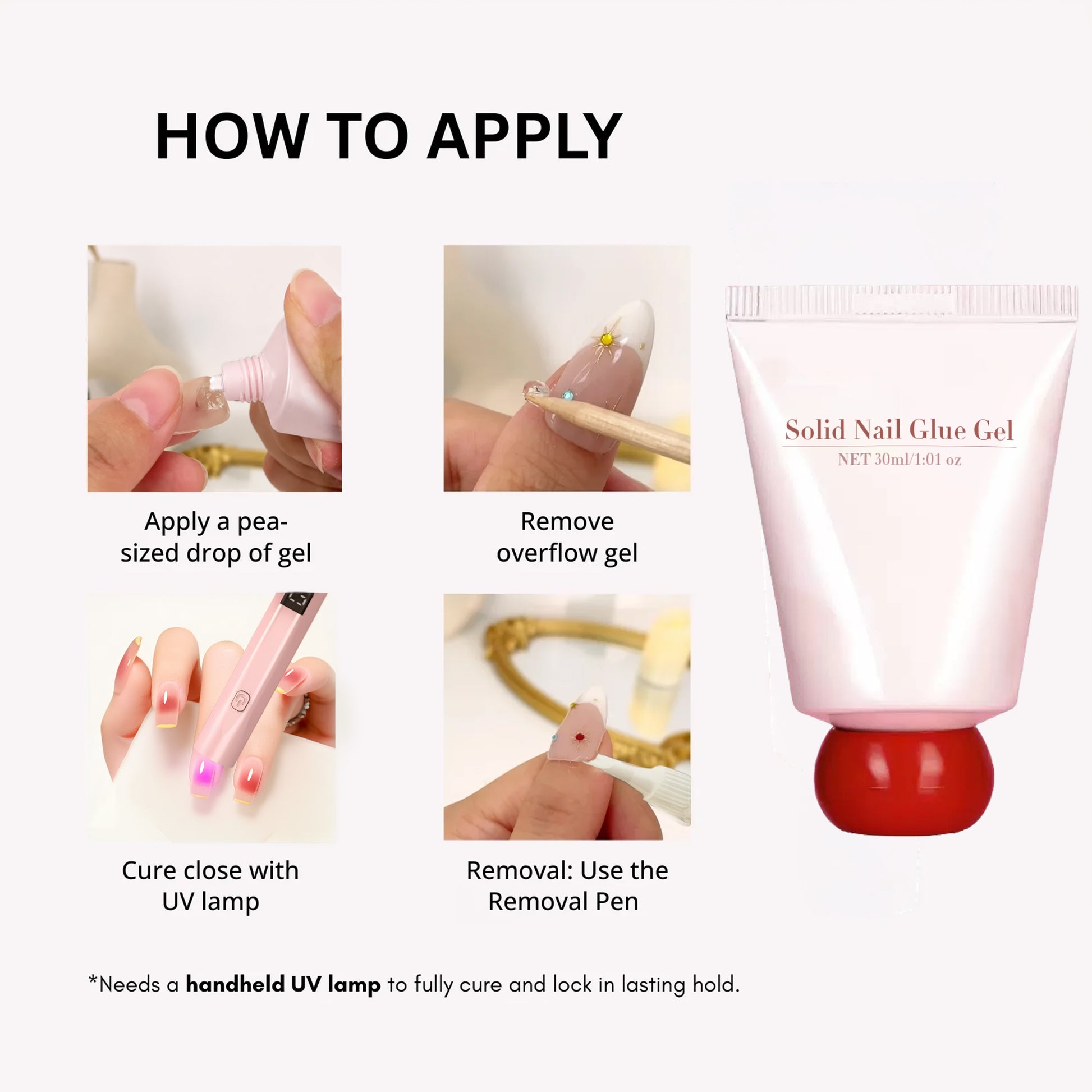 How to apply Solid-Nail-Glue-Gel