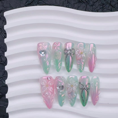 Pink blue aurora crystal flower