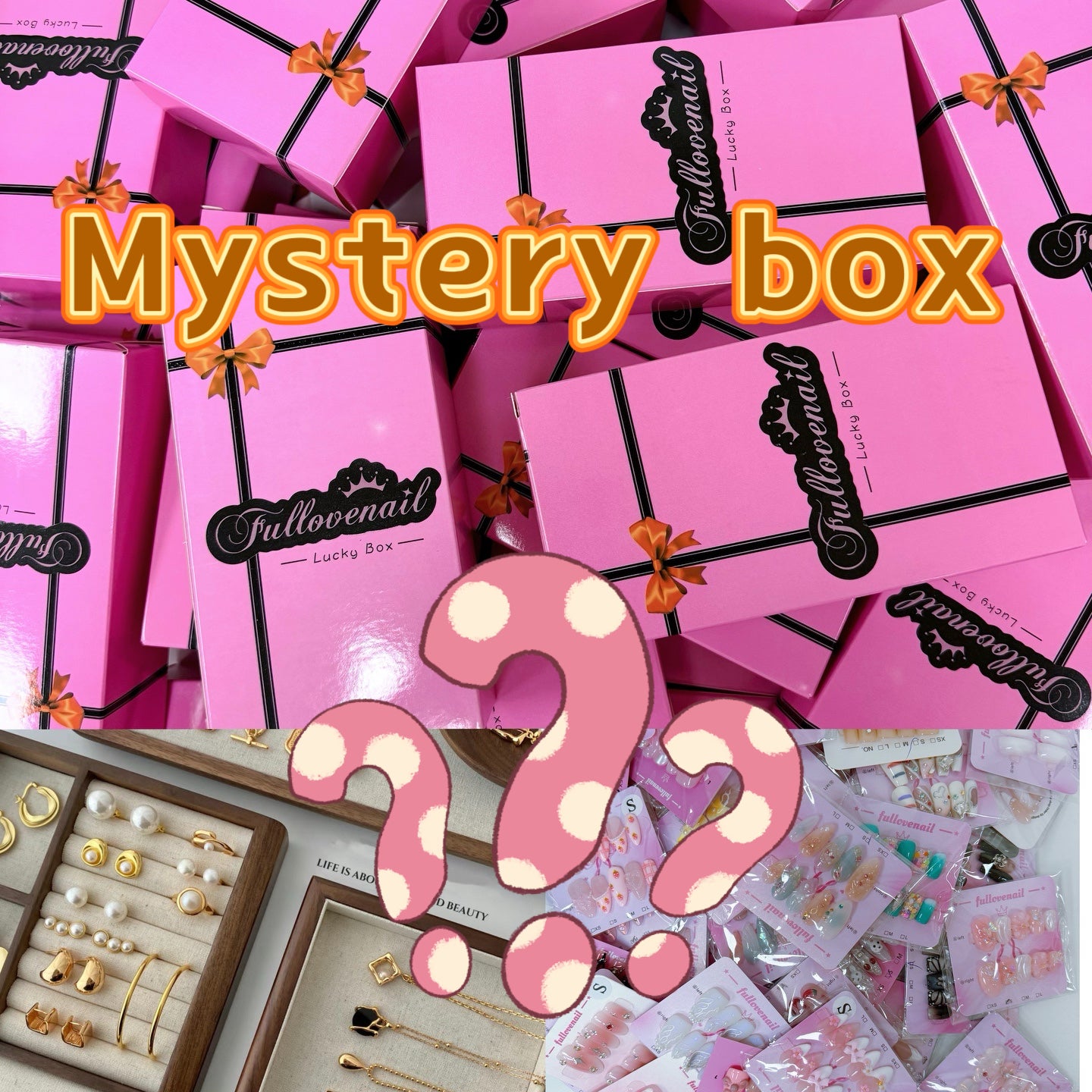 Hand-painting press on nails and Jewellery mystery box