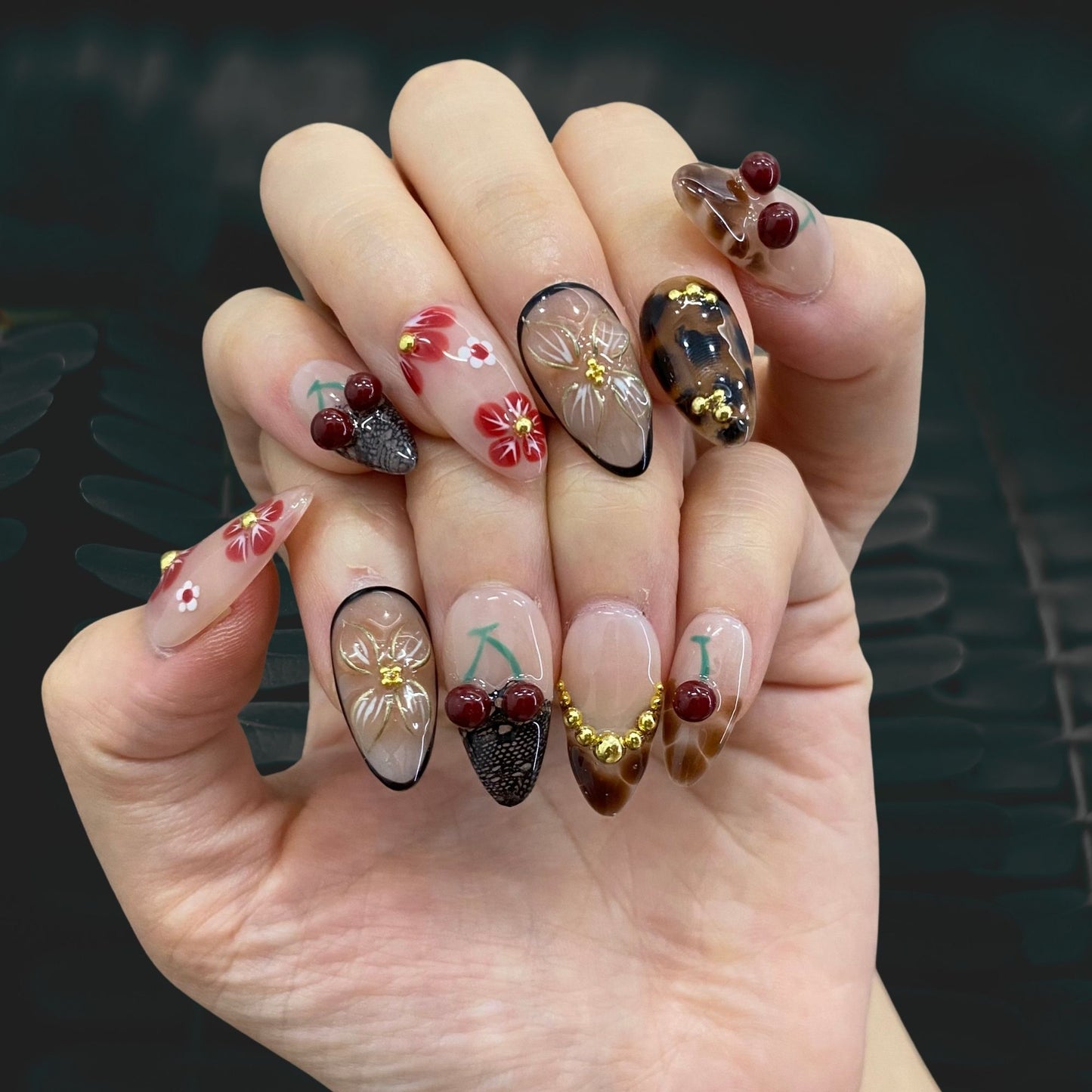 Classic Red red press-on nails on hand | Classic Red nail inspo