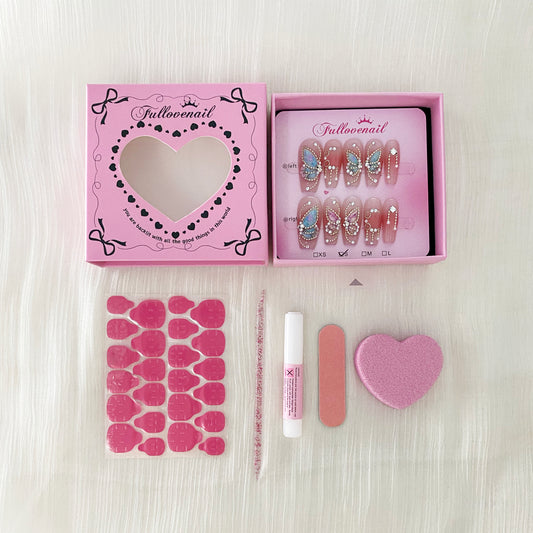 What's Inside the Fullovenail Kit: Salon Nail Glue, Jelly Sticky Tabs, File & Buffer