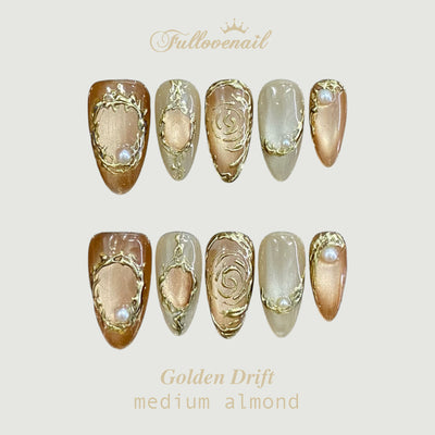 Golden Drift Baroque Gold Frame Press-On Nails