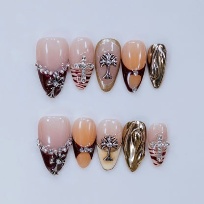 brown zebra print cross nail