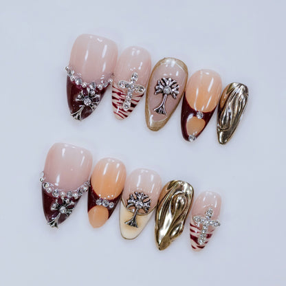 brown zebra print cross nail