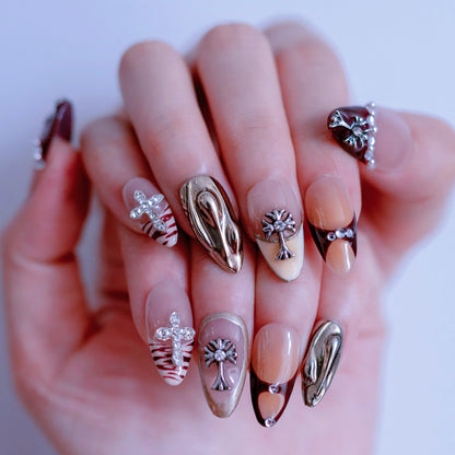 brown zebra print cross nail