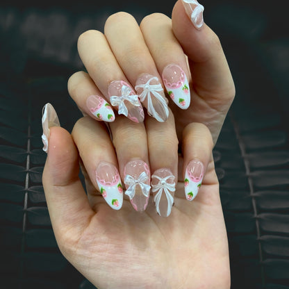Handcrafted Blush Ballet almond press-on nails manicure ideas | Fullovenail