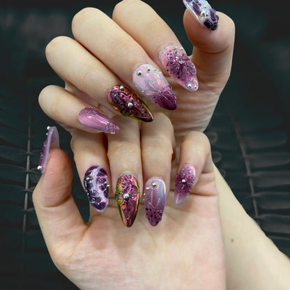 Aesthetic purple magnetic cat eye press-on nails trend 2026 | Fullovenail