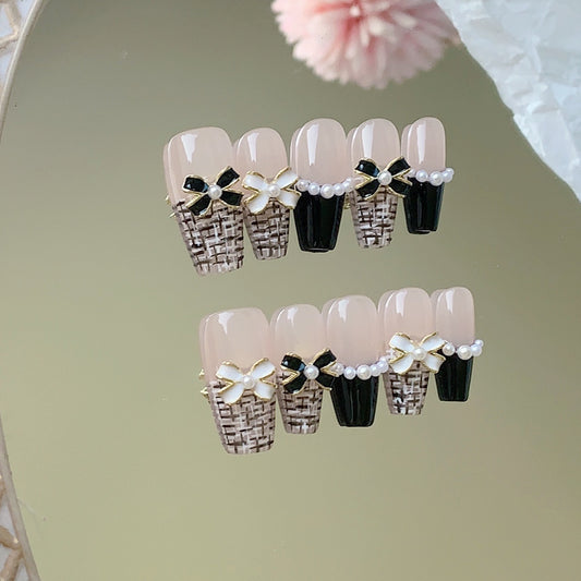 Medium Coffin Channel Style Bowknot Nail